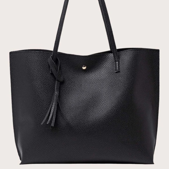 Handbags - Pebbled butter soft vegan leather tassel tote bag